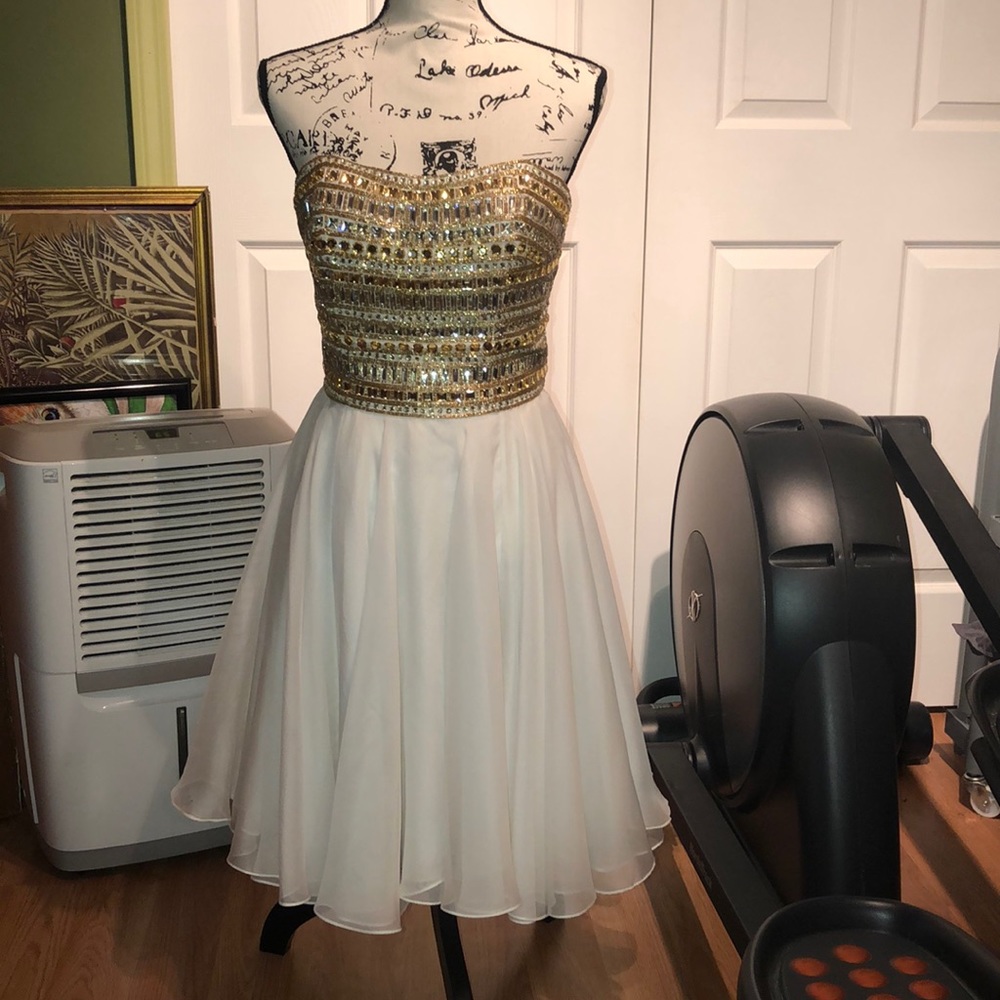 Short white gold dress